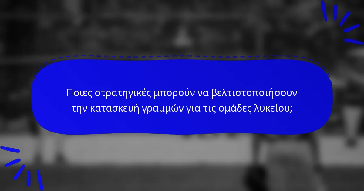 Ποιες στρατηγικές μπορούν να βελτιστοποιήσουν την κατασκευή γραμμών για τις ομάδες λυκείου;